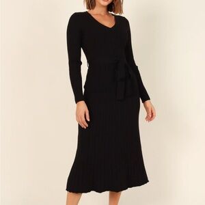 Petal & Pup Black Midi Sweater Dress